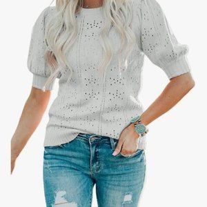 NWOT Short Puff Sleeve Sweater